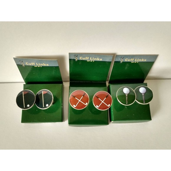 NEW Wholesale Lot Golf Cuff Links Enameled Golf Ball Outing Gift Resale - Picture 1 of 9